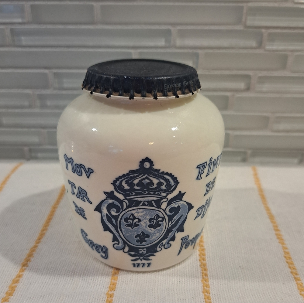 Vtg Mov Tar De Grey Fine de Dijon Poupon Jar w Lid From France